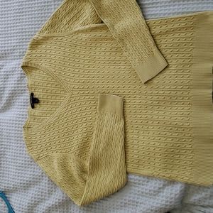 Lands end cotton cable v-neck sweater